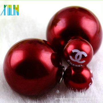 plastic round pearl stud earrings design wholesale